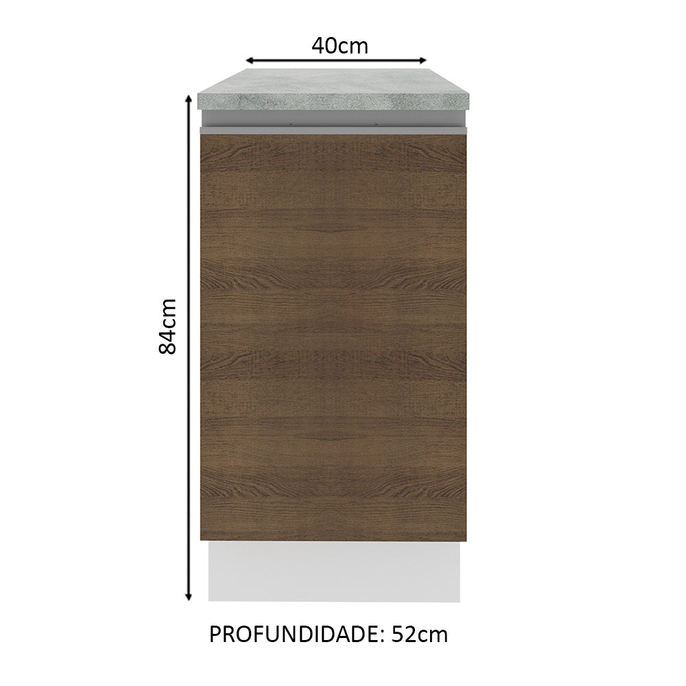 Mueble Inferior de Cocina Glamy Blanco y Marron 40x84cm con Mesón de Madera y sin Estufa con 2 Entrepaños - MUEBLES INFERIORES DE COCINA | Bylmo