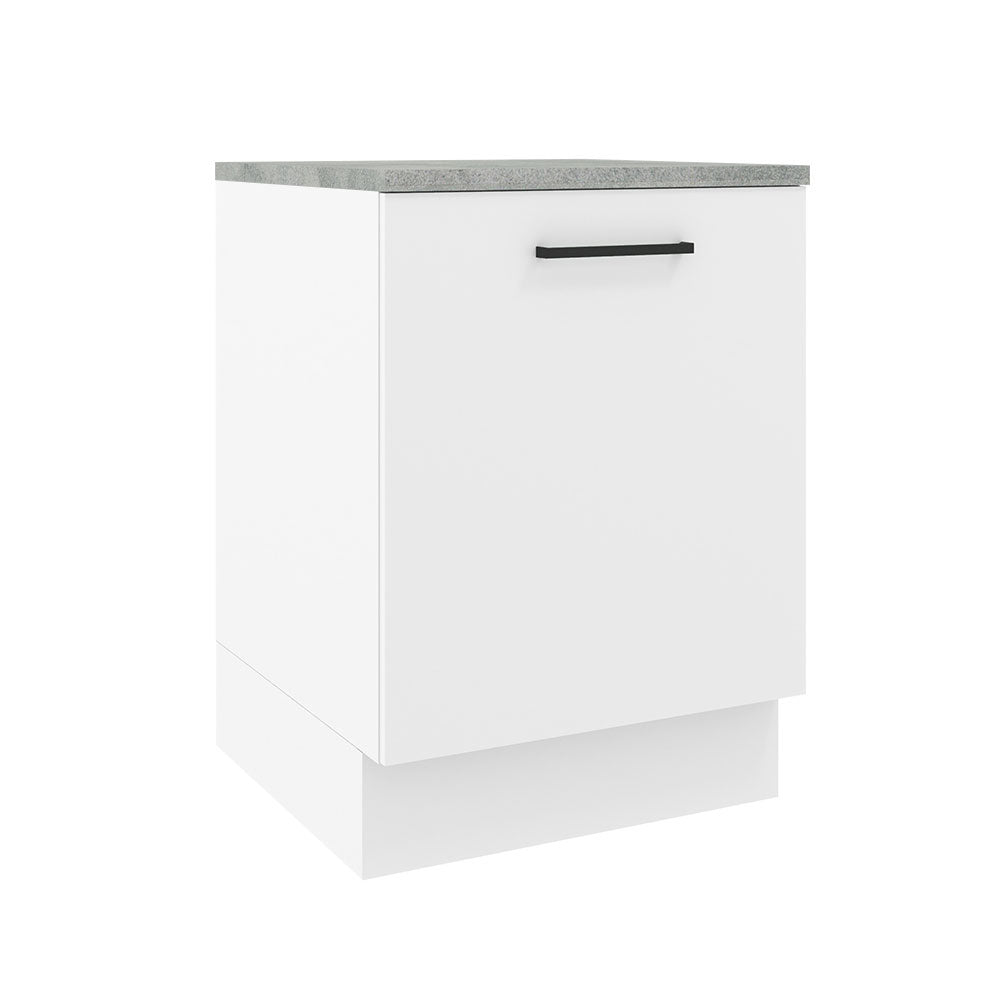 Mueble Inferior de Cocina Agata Blanco 60x84cm con Mesón de Madera y sin Estufa con 2 Entrepaños - MUEBLES INFERIORES DE COCINA | Bylmo