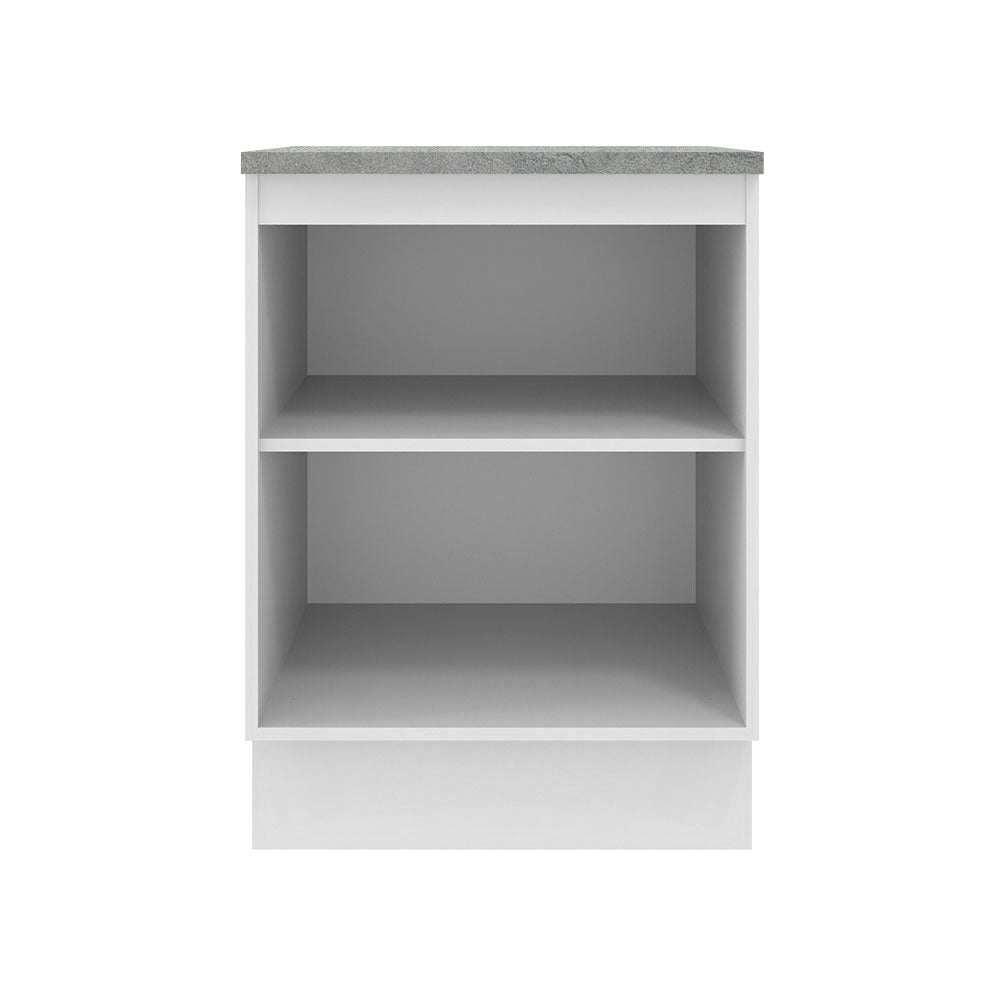 Mueble Inferior de Cocina Agata Blanco 60x84cm con Mesón de Madera y sin Estufa con 2 Entrepaños - MUEBLES INFERIORES DE COCINA | Bylmo