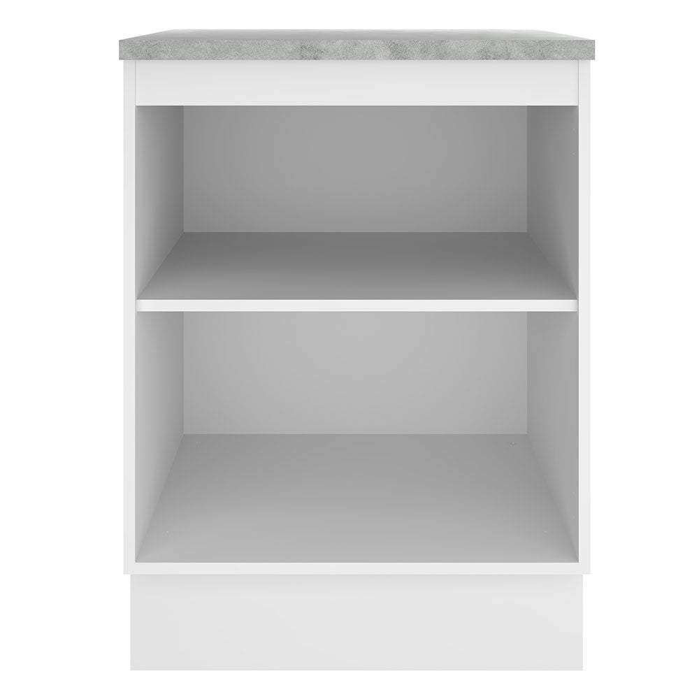 Mueble Inferior de Cocina Glamy Blanco y Marron 60x84cm con Mesón de Madera y sin Estufa con 2 Entrepaños - MUEBLES INFERIORES DE COCINA | Bylmo