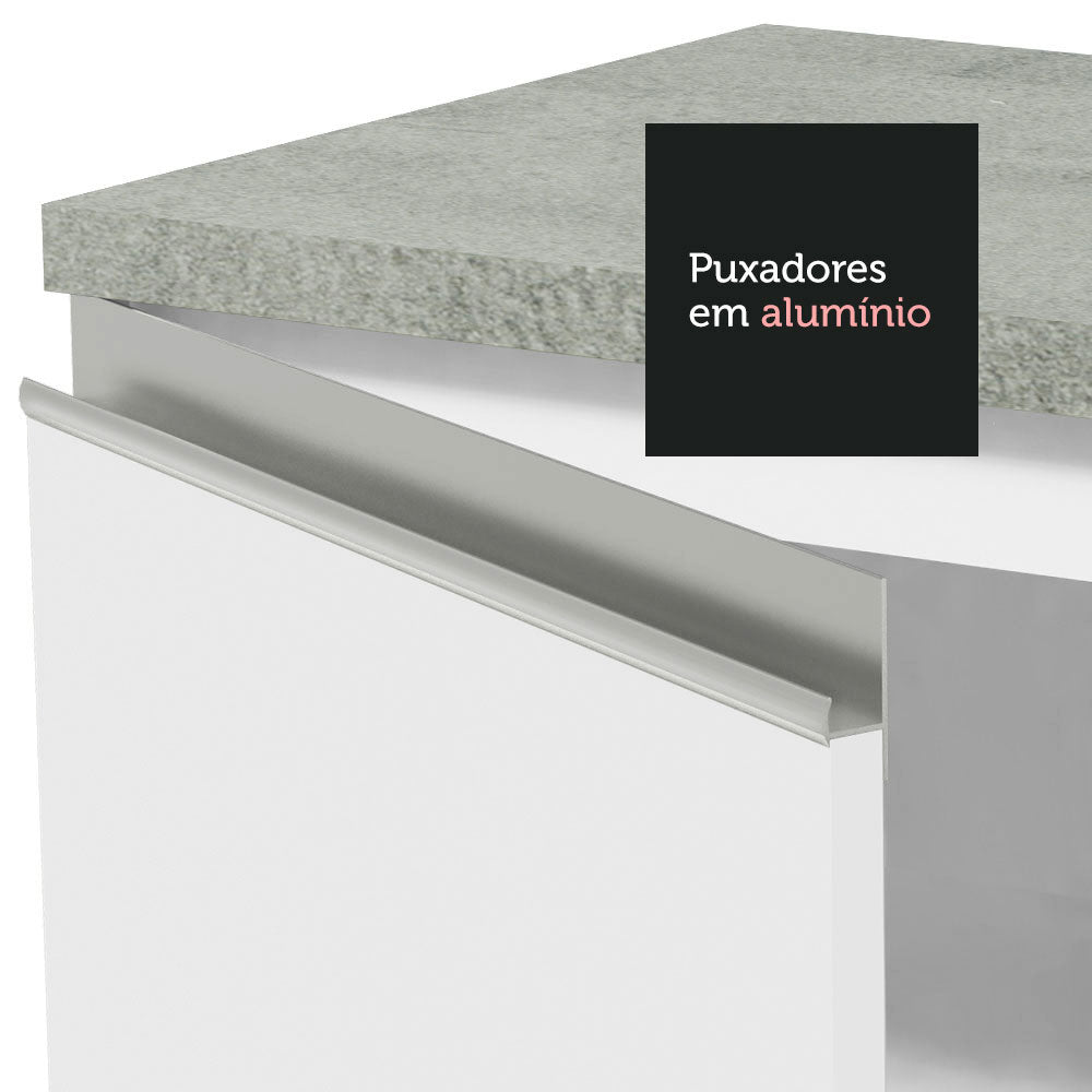 Mueble Inferior de Cocina Glamy Blanco 80x84cm con Mesón de Madera y sin Estufa con 2 Entrepaños - MUEBLES INFERIORES DE COCINA | Bylmo
