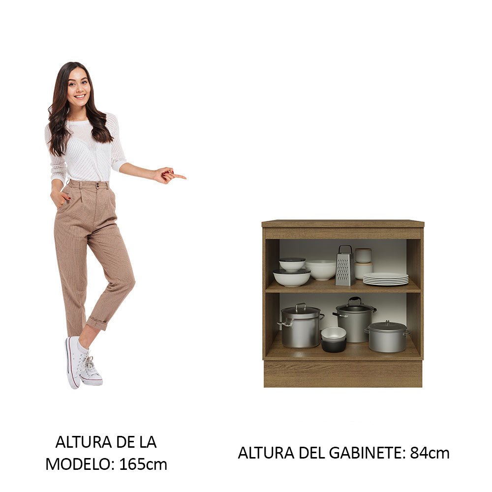 Mueble Inferior de Cocina Glamy Marron 80x84cm con Mesón de Madera y sin Estufa con 2 Entrepaños - MUEBLES INFERIORES DE COCINA | Bylmo