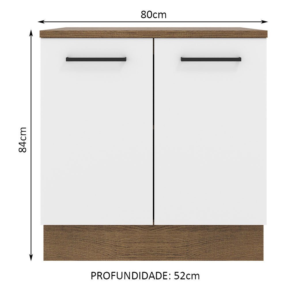 Mueble Inferior de Cocina Agata Marron y Blanco 80x84cm con Mesón de Madera y sin Estufa con 2 Entrepaños - MUEBLES INFERIORES DE COCINA | Bylmo