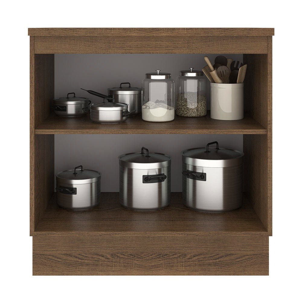 Mueble Inferior de Cocina Agata Marron y Blanco 80x84cm con Mesón de Madera y sin Estufa con 2 Entrepaños - MUEBLES INFERIORES DE COCINA | Bylmo