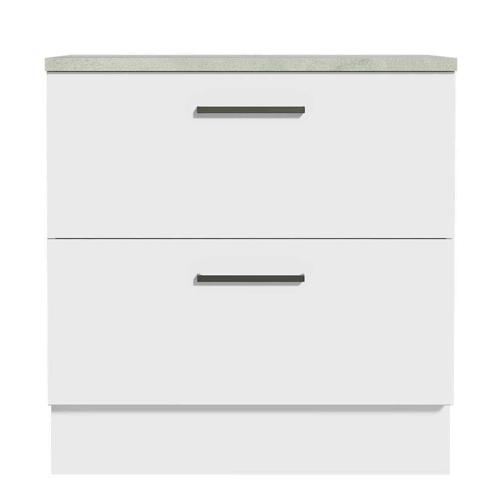 Mueble Inferior de Cocina Agata Blanco 80x84cm con Mesón de Madera y sin Estufa con 2 Cajones - MUEBLES INFERIORES DE COCINA | Bylmo