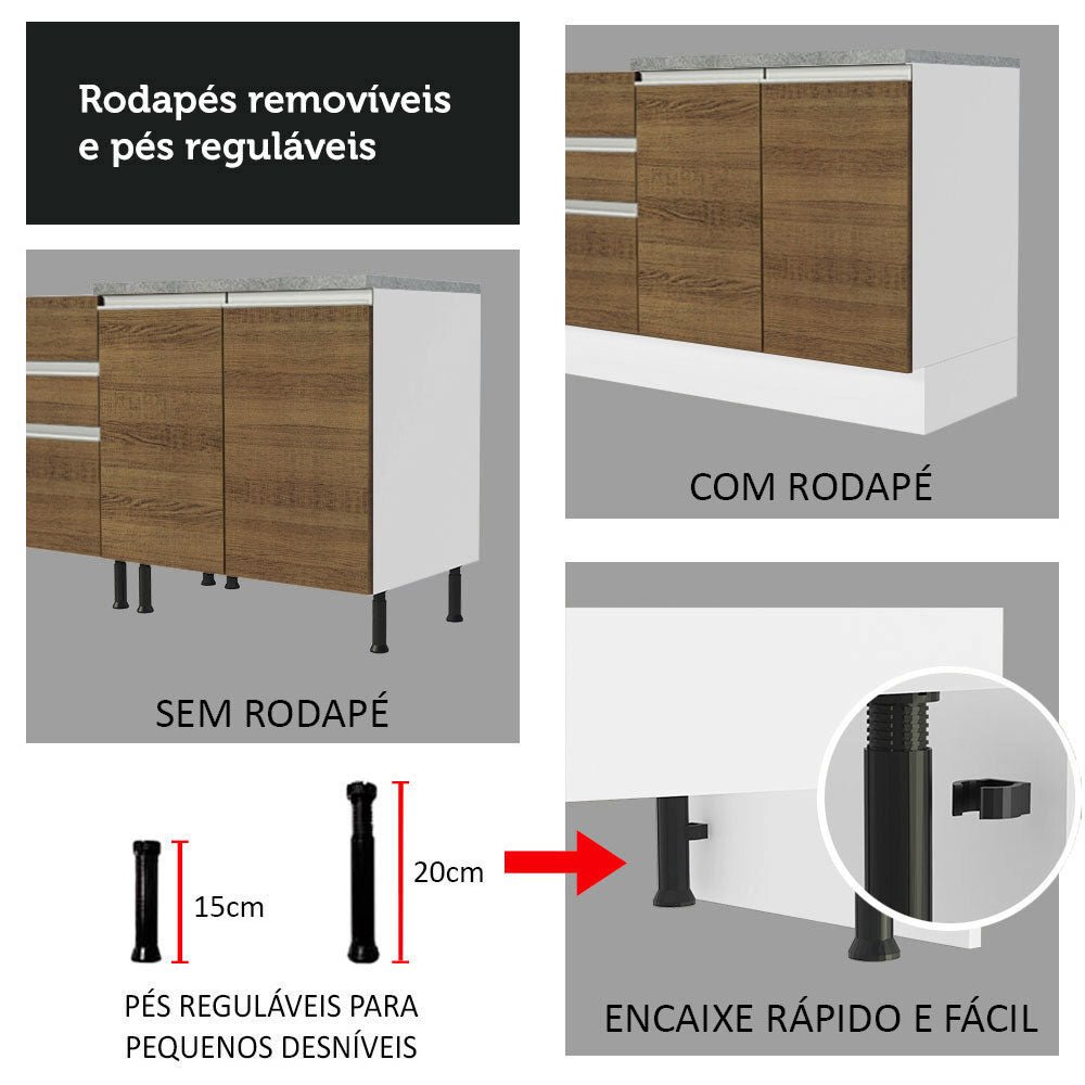 Mueble Inferior de Cocina Glamy Blanco y Marron 80x84cm con Mesón de Madera y sin Estufa con 2 Cajones - MUEBLES INFERIORES DE COCINA | Bylmo