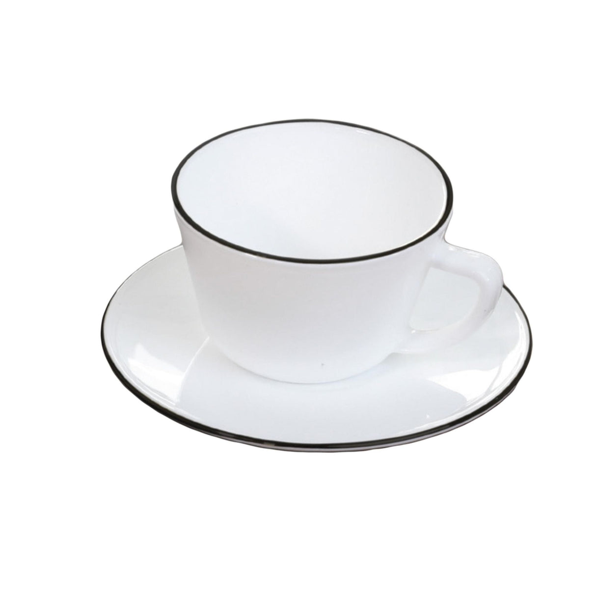 Juego de Vajillas de 16 Piezas Vitrocerámica Blanco y Negro 24x2.5cm para Cuatro Puestos con Acabado Brillante - VAJILLA | Bylmo