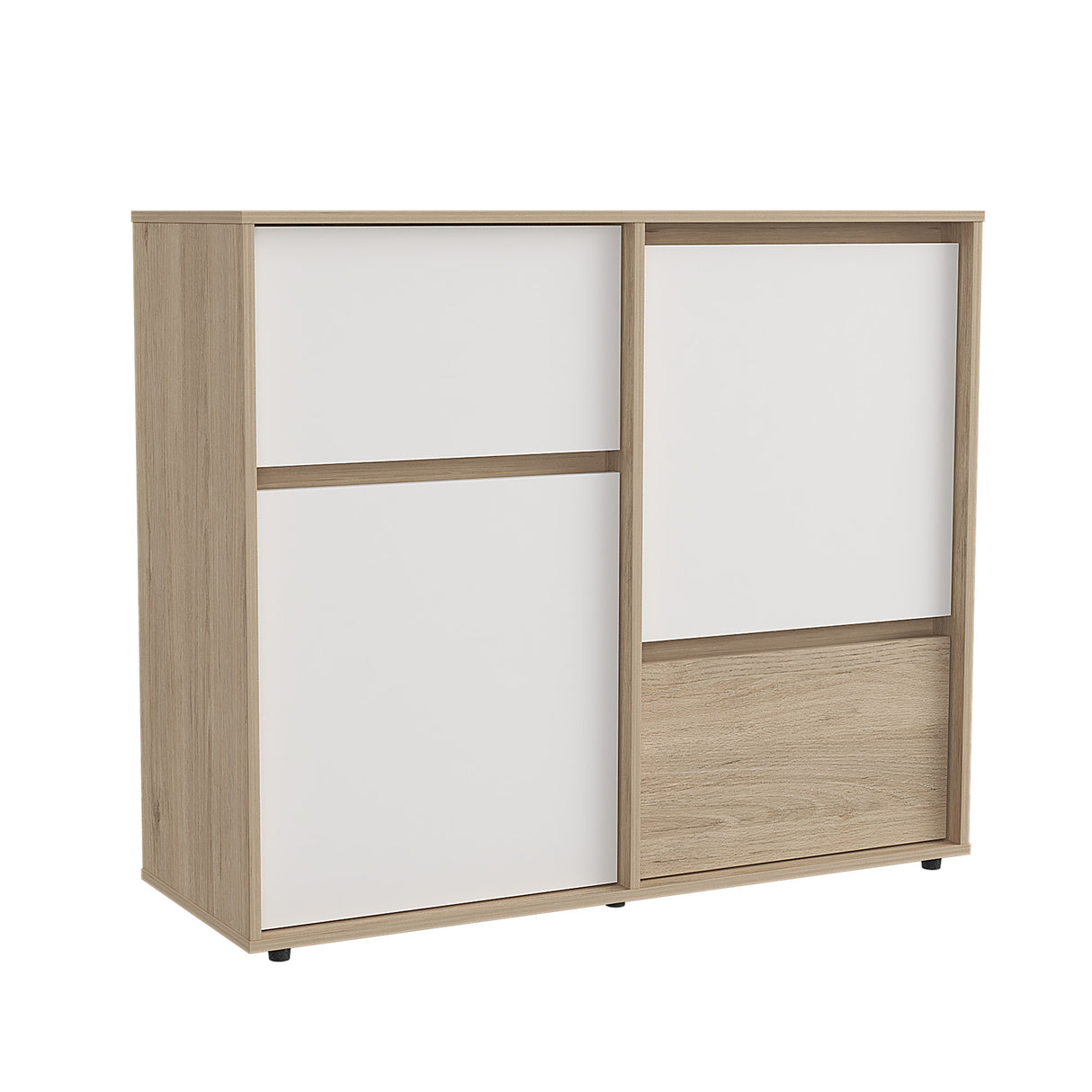 Cómoda Arena y Blanco 110x93cm con Dos Cajones y con Patas - CAJONERAS Y COMODAS | Bylmo