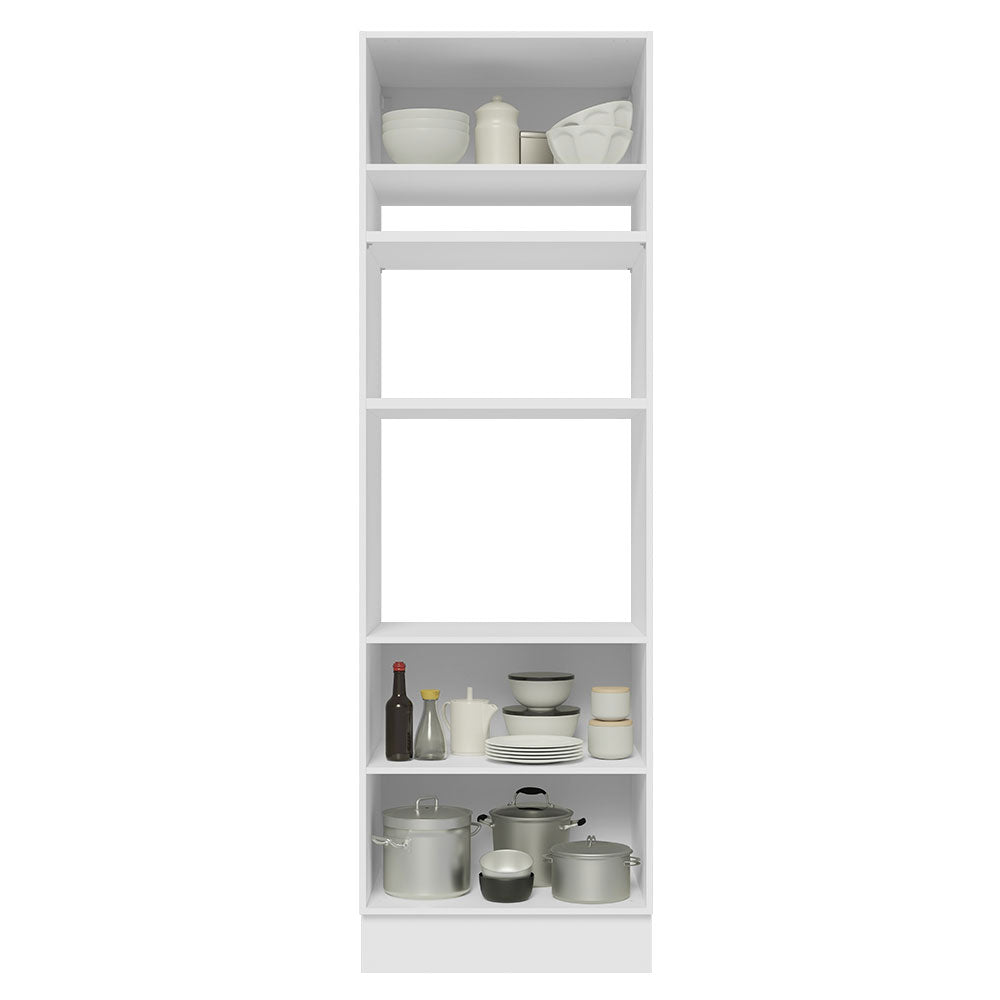 Módulo Para Microondas Glamy Blanco y Marron 70x225cm con Tres Puertas - ALACENAS Y MUEBLES MICROONDAS | Bylmo