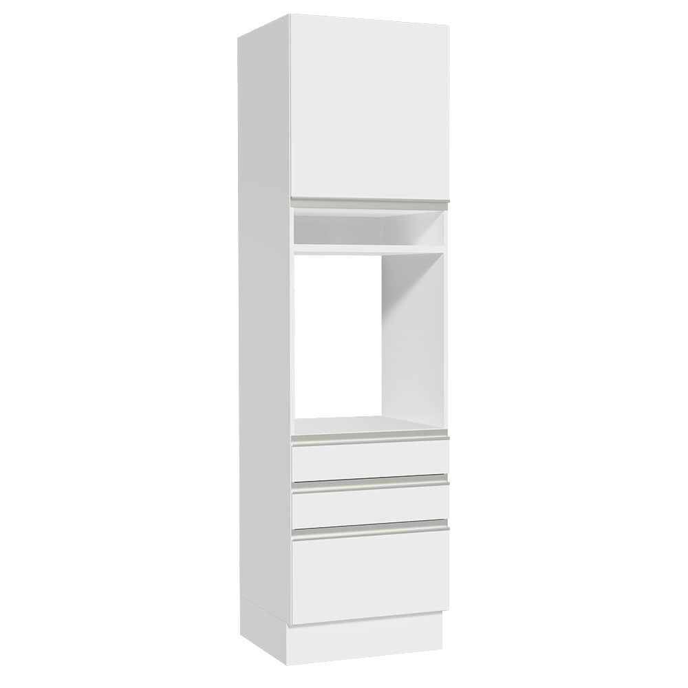Mueble Microondas Glamy Blanco 60x225cm con Tres Cajones y con Patas - ALACENAS Y MUEBLES MICROONDAS | Bylmo