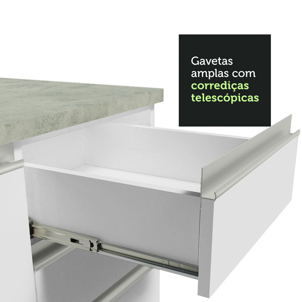 Mueble Microondas Glamy Blanco 60x225cm con Tres Cajones y con Patas - ALACENAS Y MUEBLES MICROONDAS | Bylmo