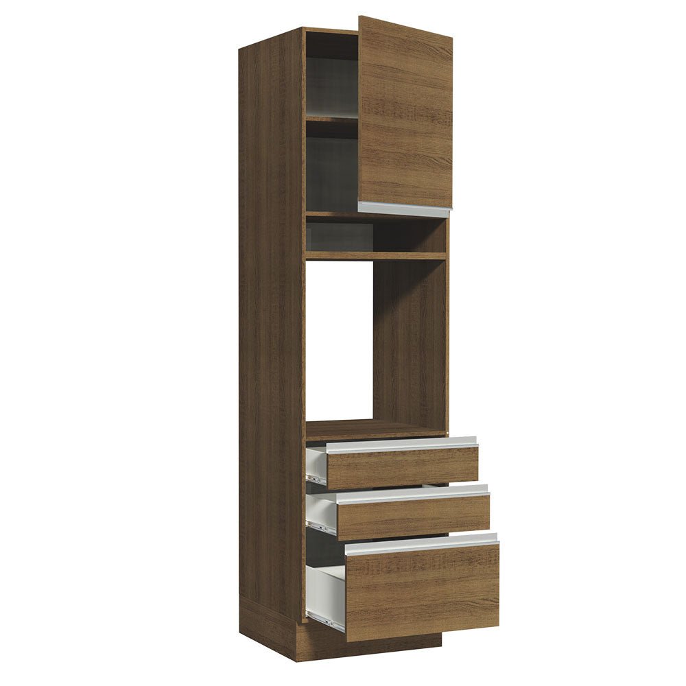 Mueble Microondas Glamy Marron 60x225cm con Tres Cajones y con Patas - ALACENAS Y MUEBLES MICROONDAS | Bylmo