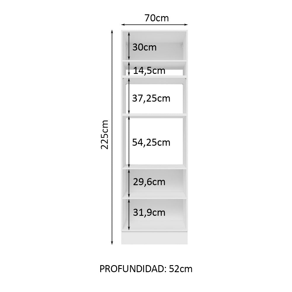 Mueble Microondas Glamy Blanco 70x225cm sin Cajones y con Patas - ALACENAS Y MUEBLES MICROONDAS | Bylmo