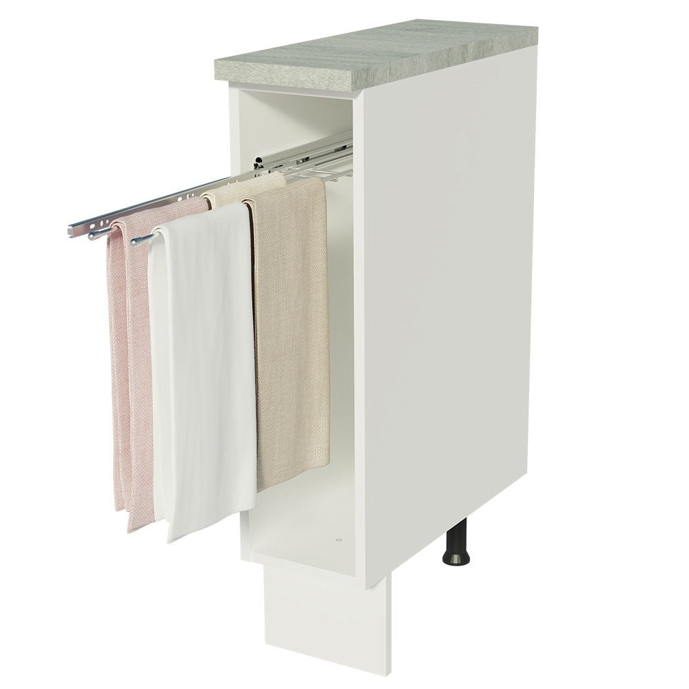 Mueble Auxiliar de Cocina Glamy Blanco 20x84cm con Patas y Mesón de Madera - BARRAS Y MUEBLES AUXILIARES | Bylmo