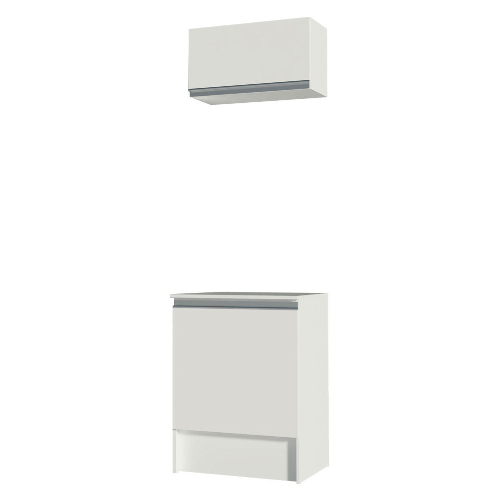 Cocina Topazio Blanco 60x210cm con Mesón de Madera y sin Estufa - COCINAS | Bylmo