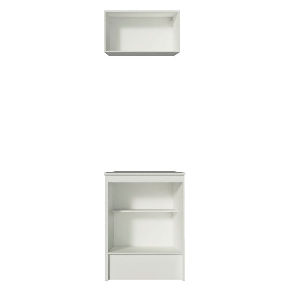 Cocina Topazio Blanco 60x210cm con Mesón de Madera y sin Estufa - COCINAS | Bylmo