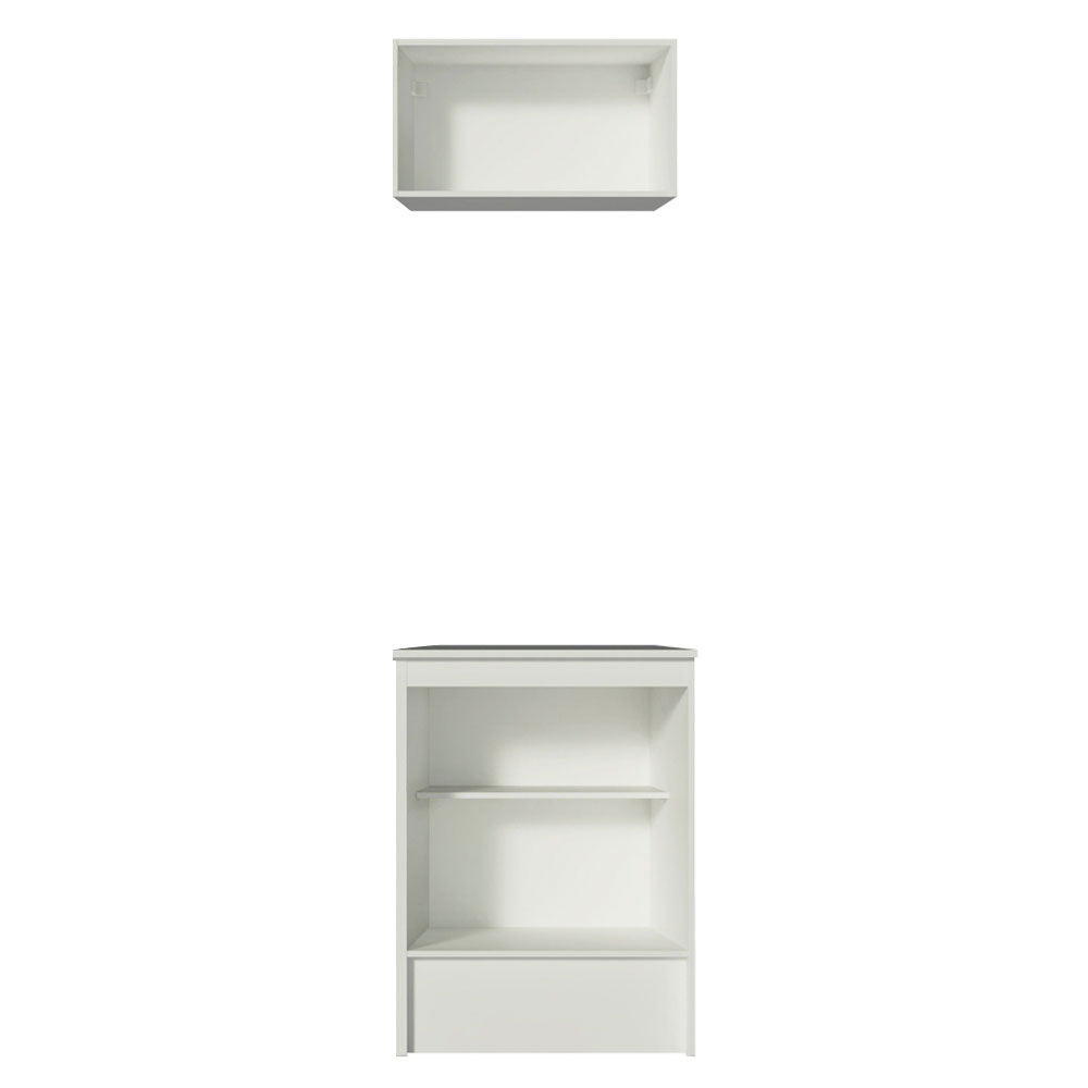 Cocina Topazio Blanco y Marron 60x210cm con Mesón de Madera y sin Estufa - COCINAS | Bylmo