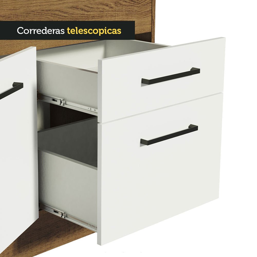 Mueble Inferior de Cocina Agata Marron y Blanco 150x81cm sin Mesón sin Estufa y con Dos Cajones - MUEBLES INFERIORES DE COCINA | Bylmo