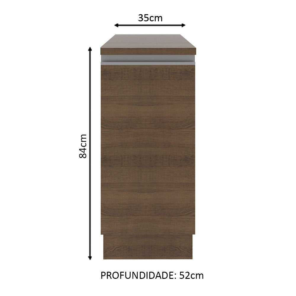 Mueble Inferior de Cocina Glamy Marron 35x84cm con Mesón de Madera sin Estufa y sin Cajones - MUEBLES INFERIORES DE COCINA | Bylmo