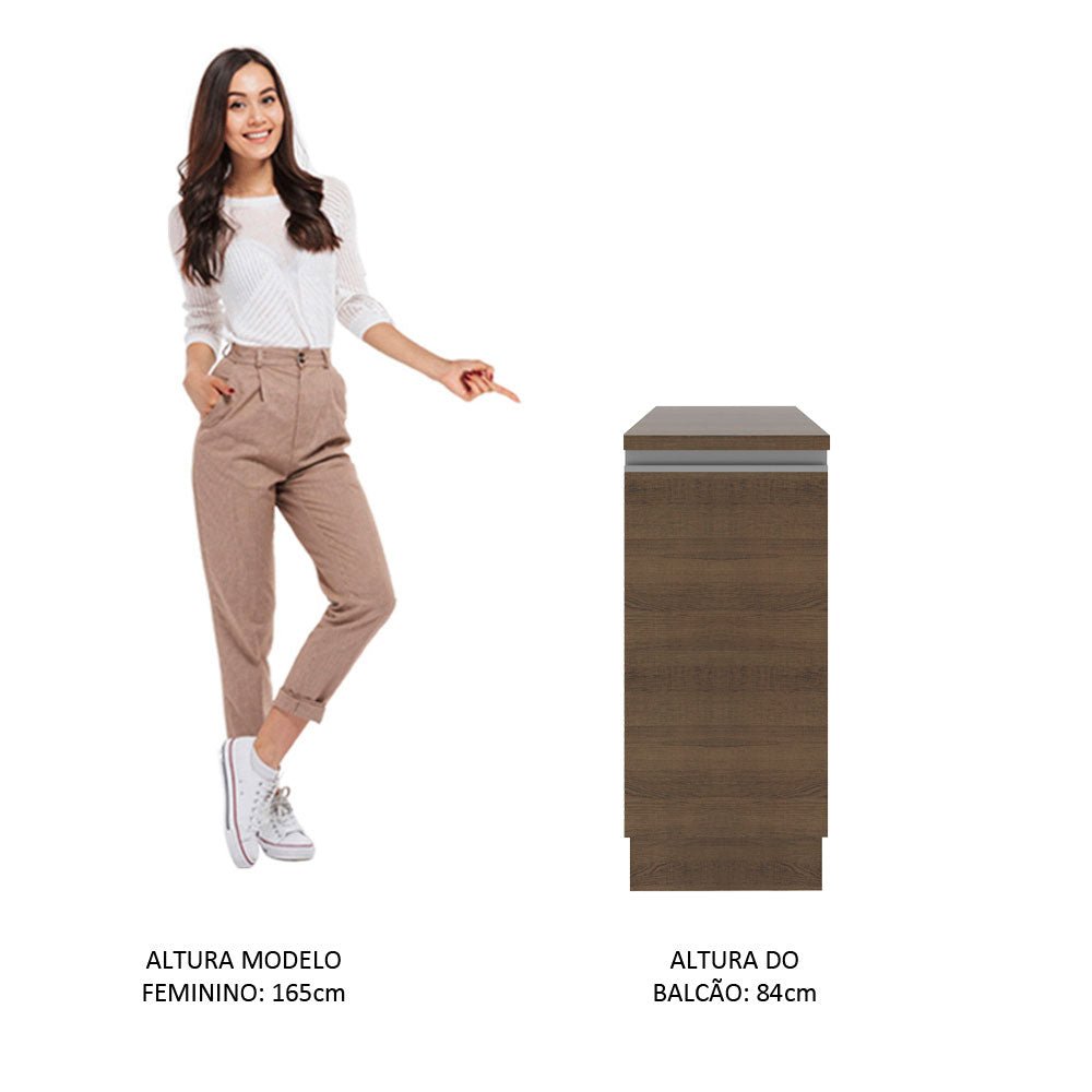 Mueble Inferior de Cocina Glamy Marron 35x84cm con Mesón de Madera sin Estufa y sin Cajones - MUEBLES INFERIORES DE COCINA | Bylmo