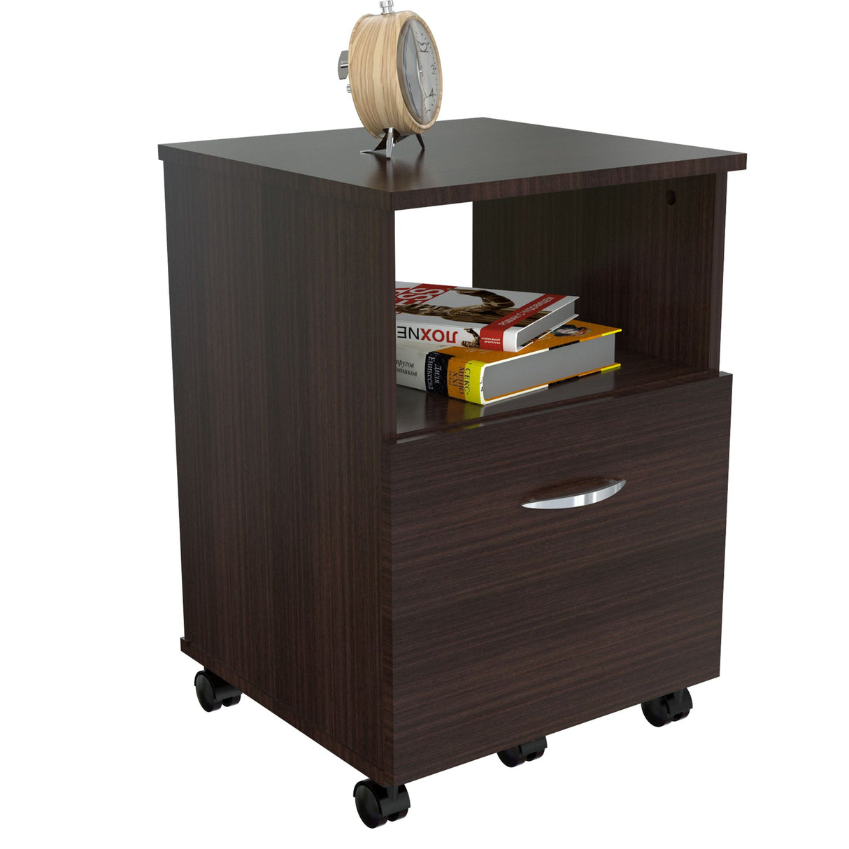 Archivador Wengue 40x58cm Tamaño Oficio con Ruedas y Un Cajón - ARCHIVADORES | Bylmo
