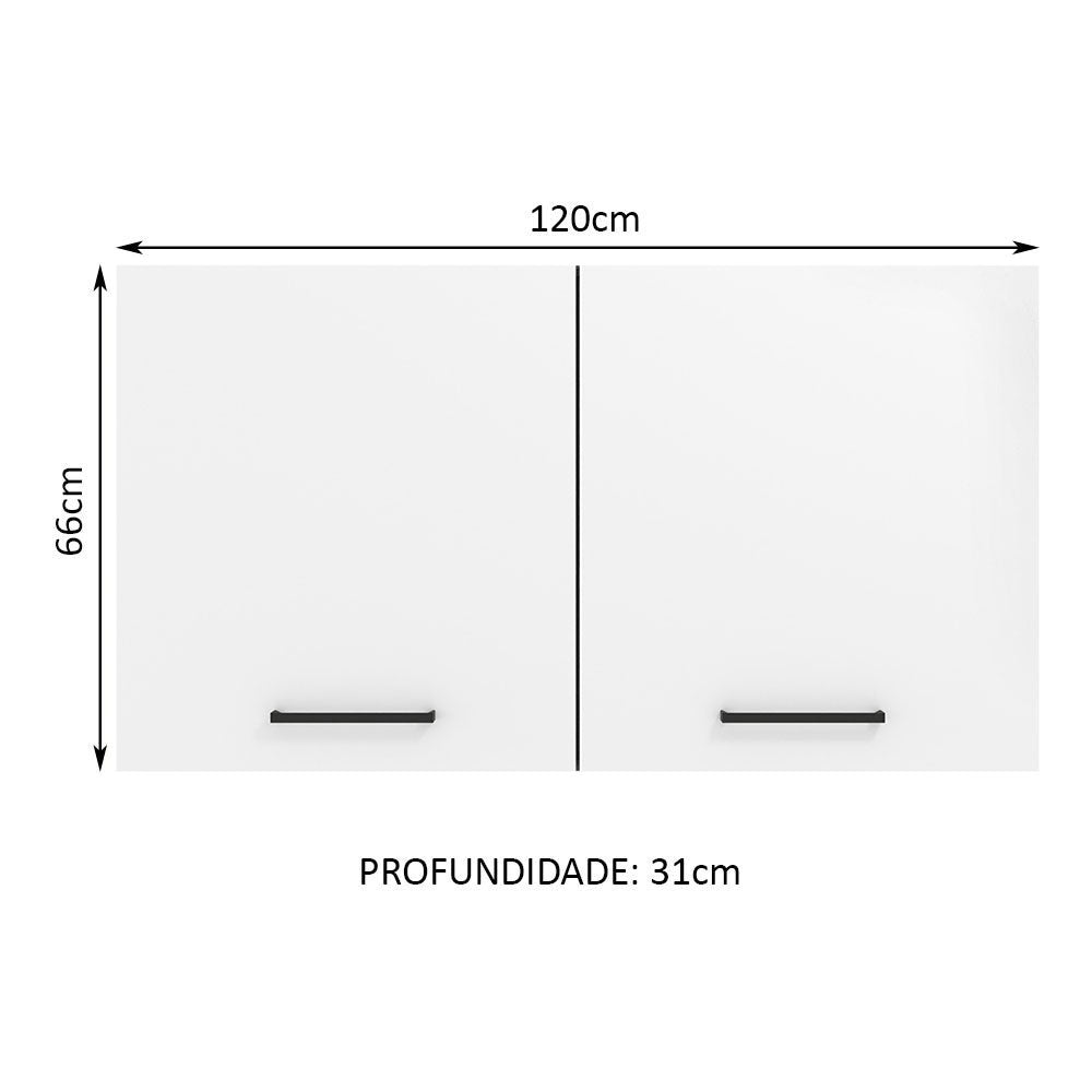 Gabinete de Cocina Agata Blanco 120x66cm Flotante con Dos Puertas - ALACENAS Y MUEBLES MICROONDAS | Bylmo