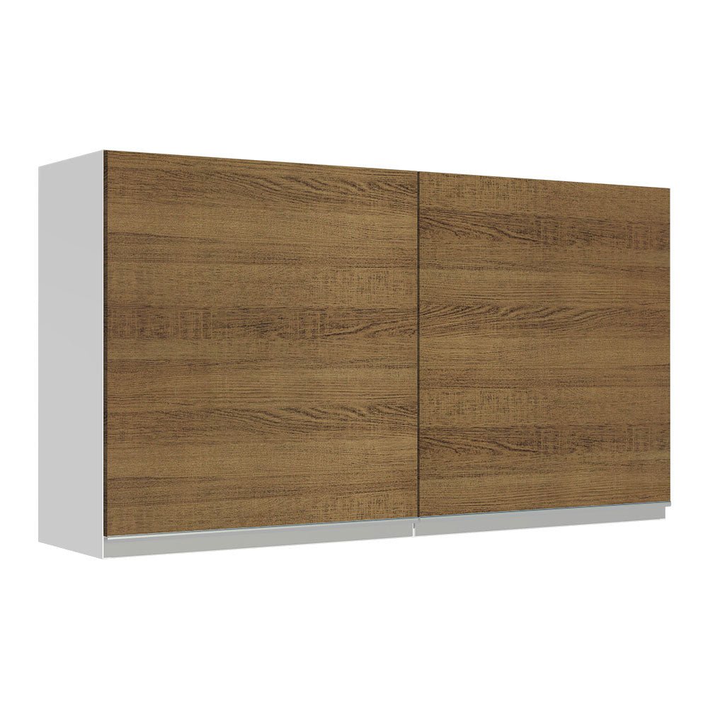 Gabinete de Cocina Glamy Blanco y Marron 120x66cm Flotante con Dos Puertas - ALACENAS Y MUEBLES MICROONDAS | Bylmo