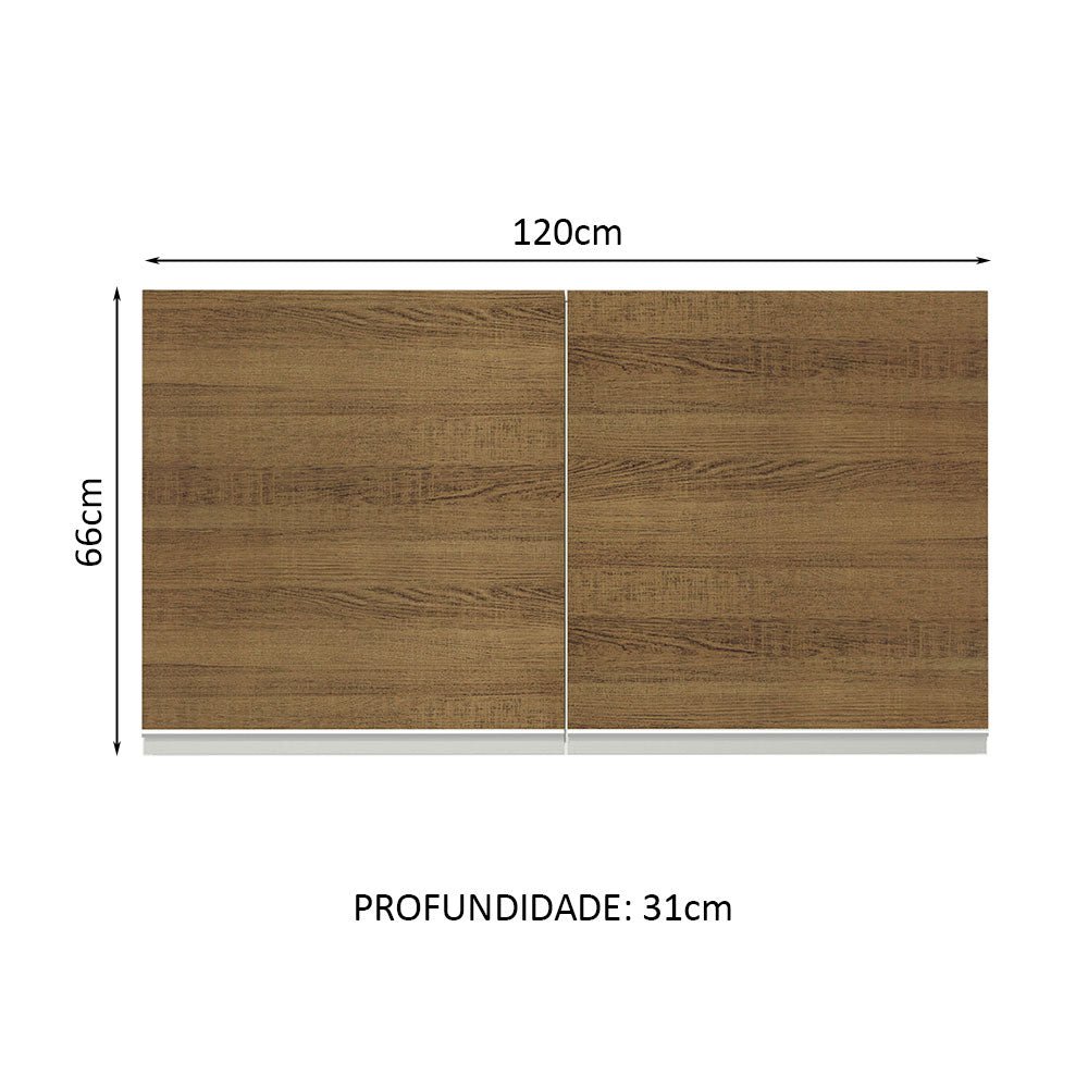 Gabinete de Cocina Glamy Blanco y Marron 120x66cm Flotante con Dos Puertas - ALACENAS Y MUEBLES MICROONDAS | Bylmo