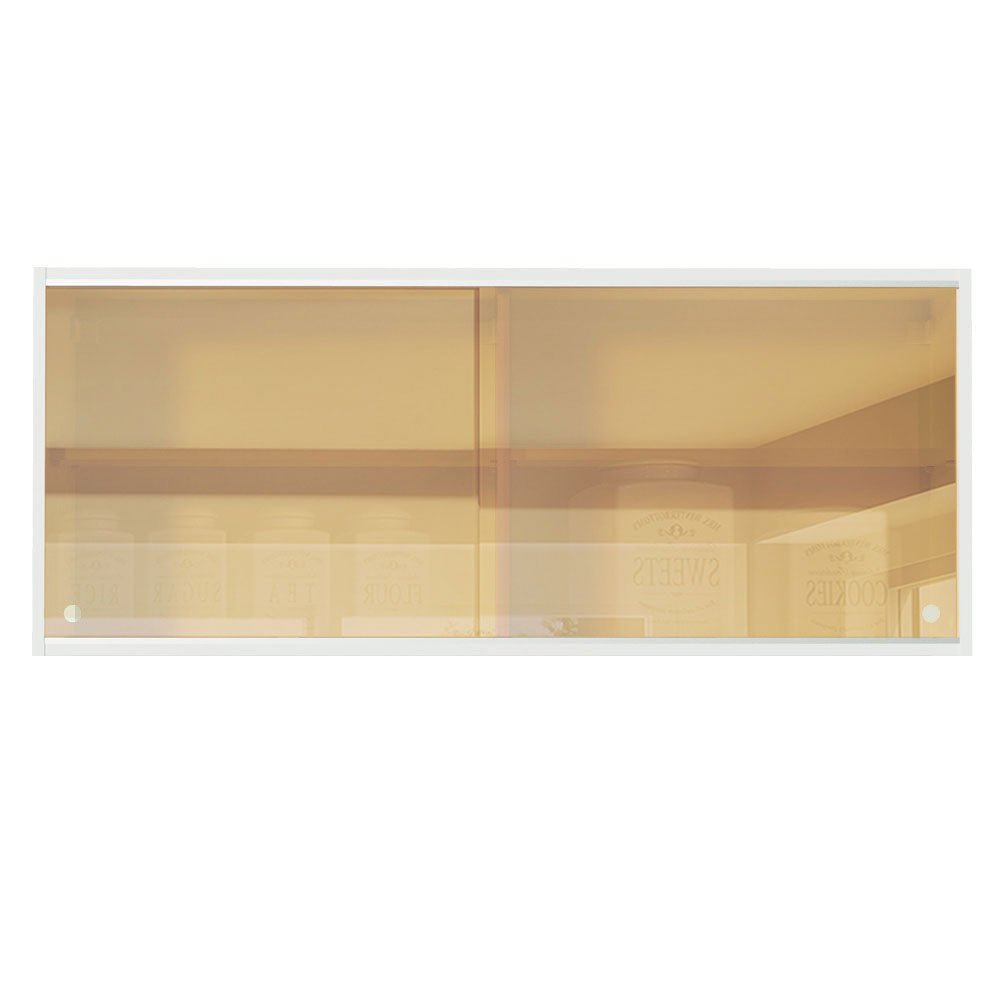 Gabinete de Cocina Glamy Blanco 120x50cm Flotante con Dos Puertas y Vidrios Reflectantes - ALACENAS Y MUEBLES MICROONDAS | Bylmo