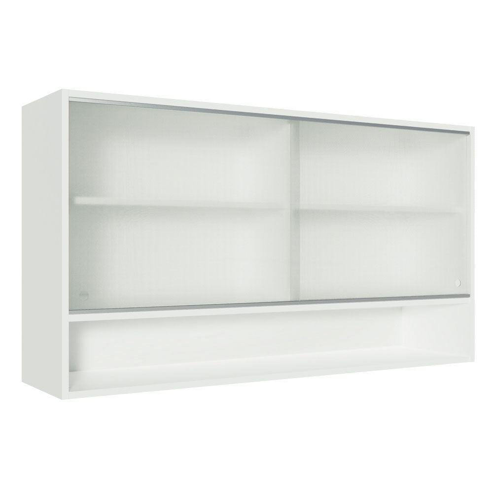 Gabinete de Cocina Glamy Blanco 120x66cm Flotante con Dos Puertas Corredizas de Cristal - ALACENAS Y MUEBLES MICROONDAS | Bylmo