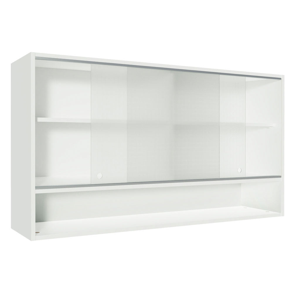 Gabinete de Cocina Glamy Blanco 120x66cm Flotante con Dos Puertas Corredizas de Cristal - ALACENAS Y MUEBLES MICROONDAS | Bylmo