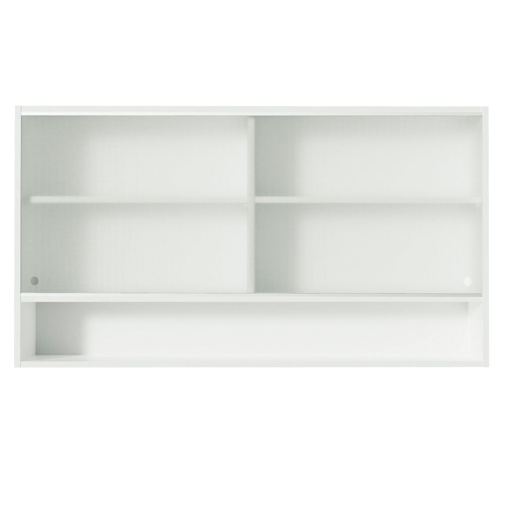 Gabinete de Cocina Glamy Blanco 120x66cm Flotante con Dos Puertas Corredizas de Cristal - ALACENAS Y MUEBLES MICROONDAS | Bylmo