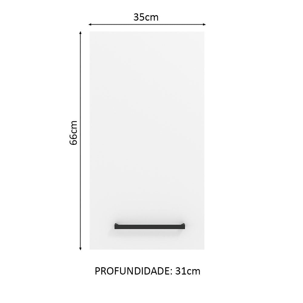 Gabinete de Cocina Agata Blanco 35x66cm Flotante con Una Puerta - ALACENAS Y MUEBLES MICROONDAS | Bylmo