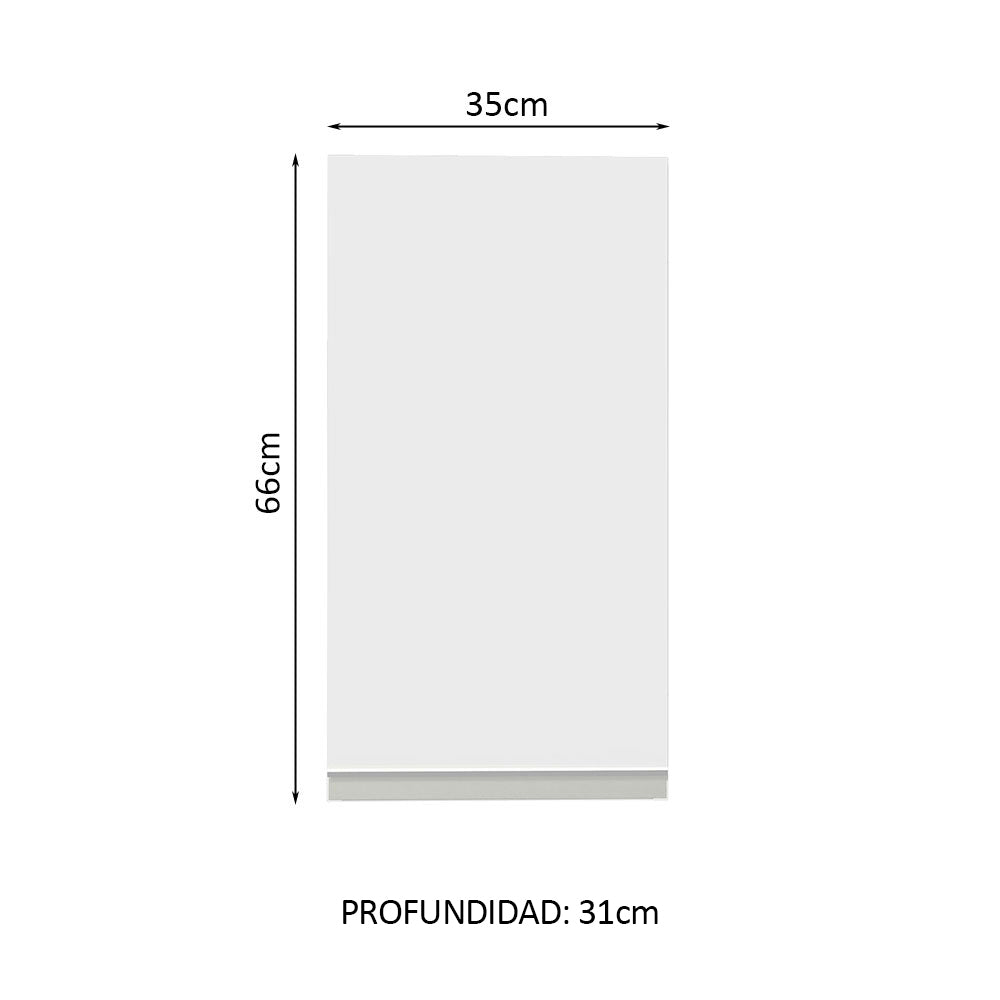 Gabinete de Cocina Glamy Blanco 35x66cm Flotante con Una Puerta - ALACENAS Y MUEBLES MICROONDAS | Bylmo