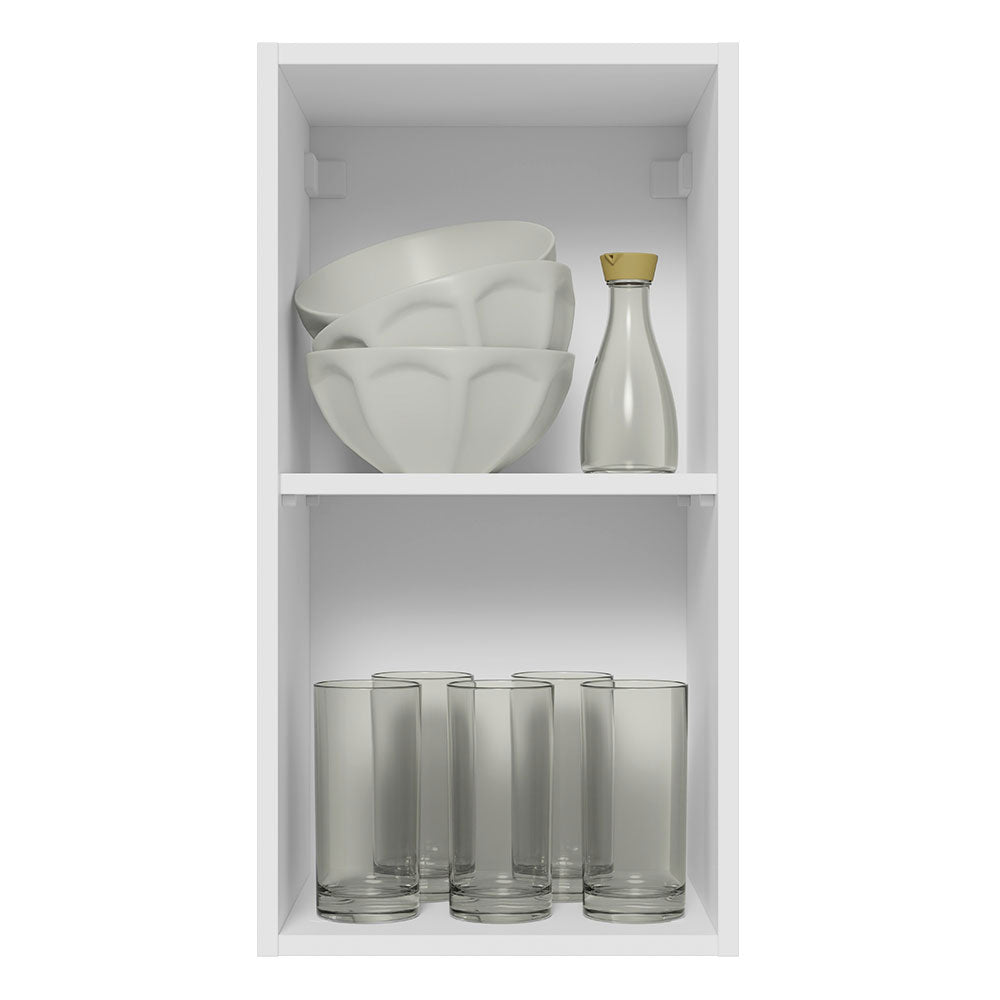 Gabinete de Cocina Glamy Blanco y Marron 35x66cm Flotante con Una Puerta - ALACENAS Y MUEBLES MICROONDAS | Bylmo
