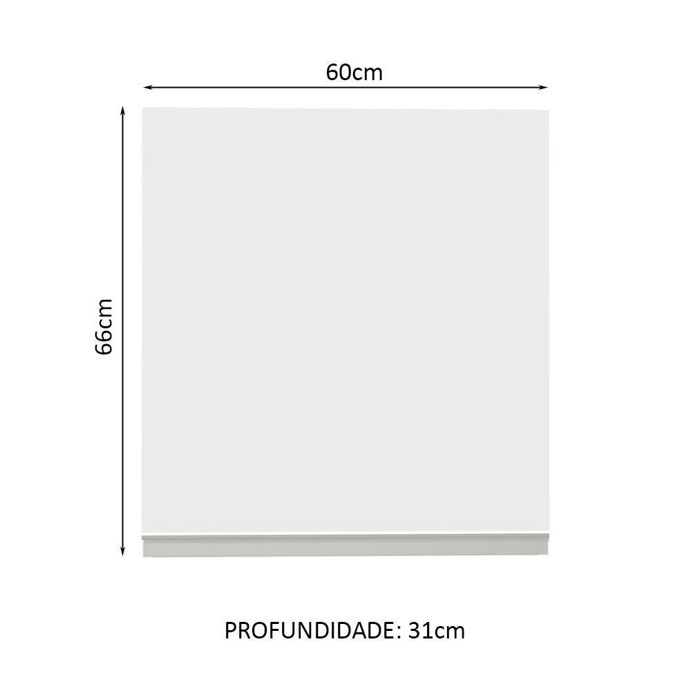 Gabinete de Cocina Glamy Blanco 60x66cm Flotante con Una Puerta - ALACENAS Y MUEBLES MICROONDAS | Bylmo