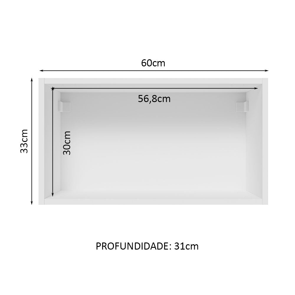 Gabinete de Cocina Glamy Blanco y Marron 60x33cm Flotante con Una Puerta - ALACENAS Y MUEBLES MICROONDAS | Bylmo