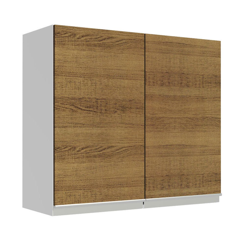 Gabinete de Cocina Glamy Blanco y Marron 70x66cm Flotante con Dos Puertas - ALACENAS Y MUEBLES MICROONDAS | Bylmo