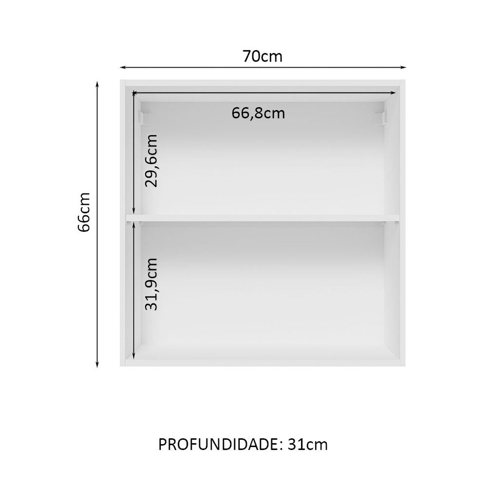 Gabinete de Cocina Glamy Blanco y Marron 70x66cm Flotante con Dos Puertas - ALACENAS Y MUEBLES MICROONDAS | Bylmo