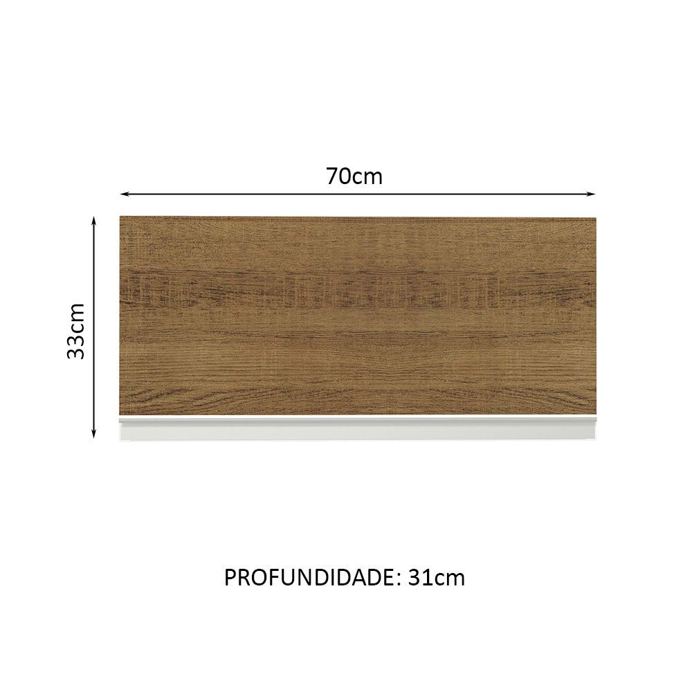 Gabinete de Cocina Glamy Blanco y Marron 70x33cm Flotante con Una Puerta - ALACENAS Y MUEBLES MICROONDAS | Bylmo
