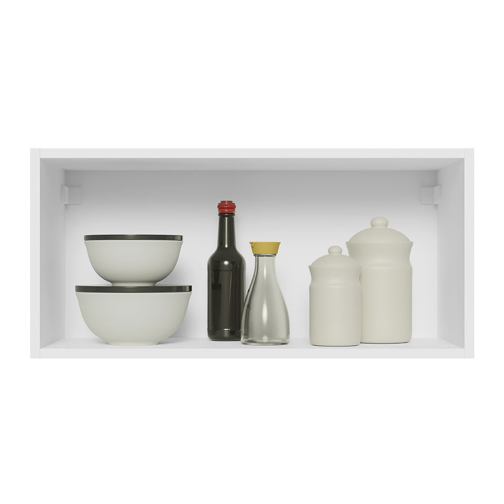 Gabinete de Cocina Glamy Blanco y Marron 70x33cm Flotante con Una Puerta - ALACENAS Y MUEBLES MICROONDAS | Bylmo