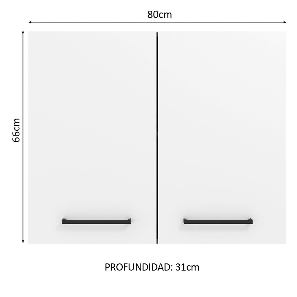 Gabinete de Cocina Agata Blanco 80x66cm Flotante con Dos Puertas - ALACENAS Y MUEBLES MICROONDAS | Bylmo