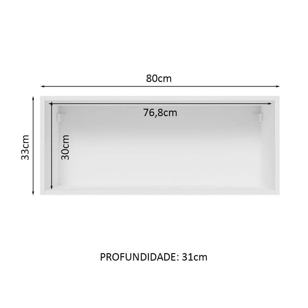 Gabinete de Cocina Glamy Blanco 80x33cm Flotante con Una Puerta - ALACENAS Y MUEBLES MICROONDAS | Bylmo