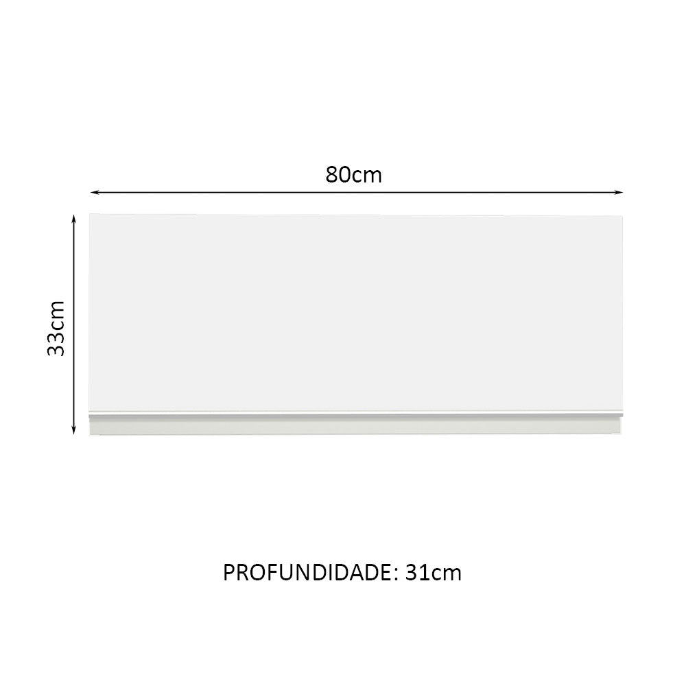 Gabinete de Cocina Glamy Blanco 80x33cm Flotante con Una Puerta - ALACENAS Y MUEBLES MICROONDAS | Bylmo