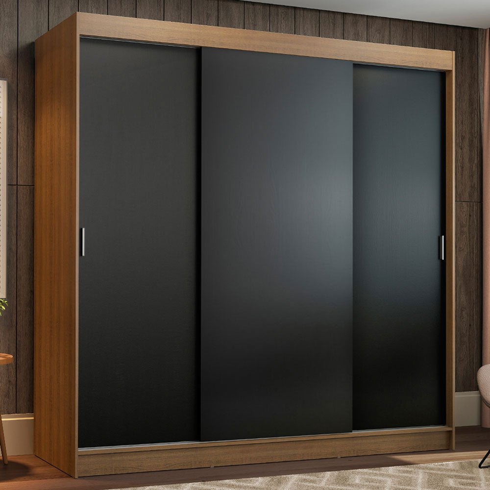 Closet Reno Marron y Negro 180x205cm con Cuatro Cajones y con Seis Entrepaños - CLOSETS | Bylmo