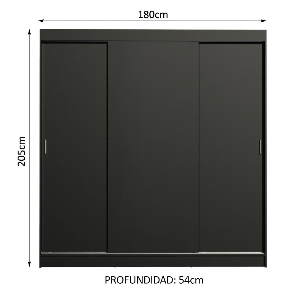 Closet Reno Negro 180x205cm con Cuatro Cajones y con Seis Entrepaños - CLOSETS | Bylmo