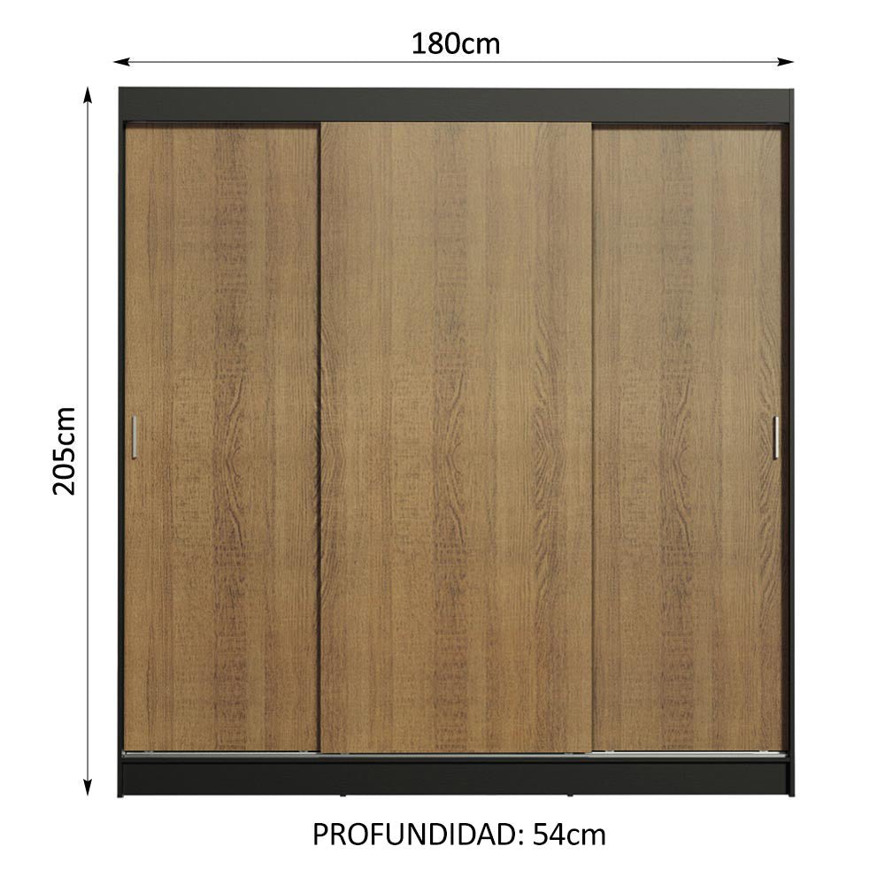 Closet Reno Negro y Marron 180x205cm con Cuatro Cajones y con Seis Entrepaños - CLOSETS | Bylmo