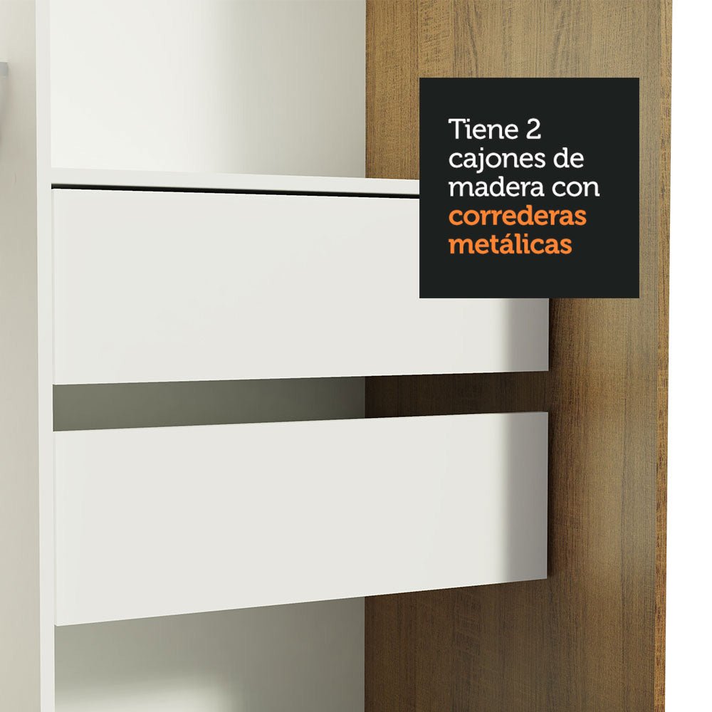 Closet Tokio Marron y Negro 109x218cm con Espejo con Dos Cajones y con Cinco Entrepaños - CLOSETS | Bylmo