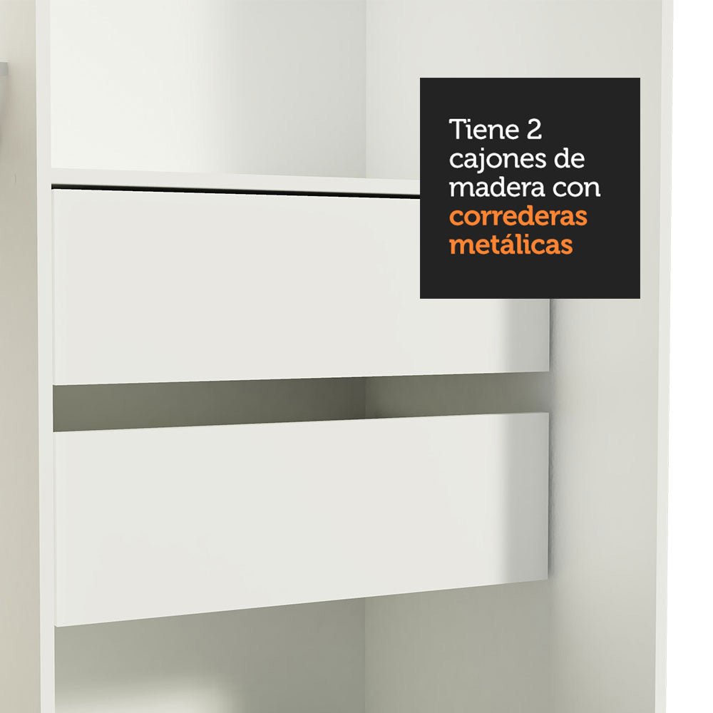 Closet Tokio Blanco y Marron 109x218cm con Espejo con Dos Cajones y con Cinco Entrepaños - CLOSETS | Bylmo