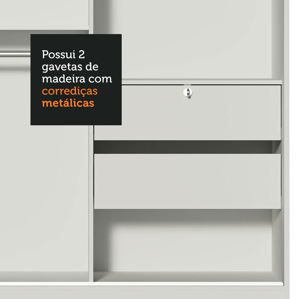 Closet Max Blanco 119x183cm con Un Espejo con Dos Cajones y con Tres Entrepaños - CLOSETS | Bylmo